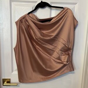 Champagne Asymmetrical Draped Blouse